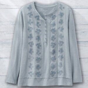 Coldwater Creek Soft Blue Henley Top, 2X